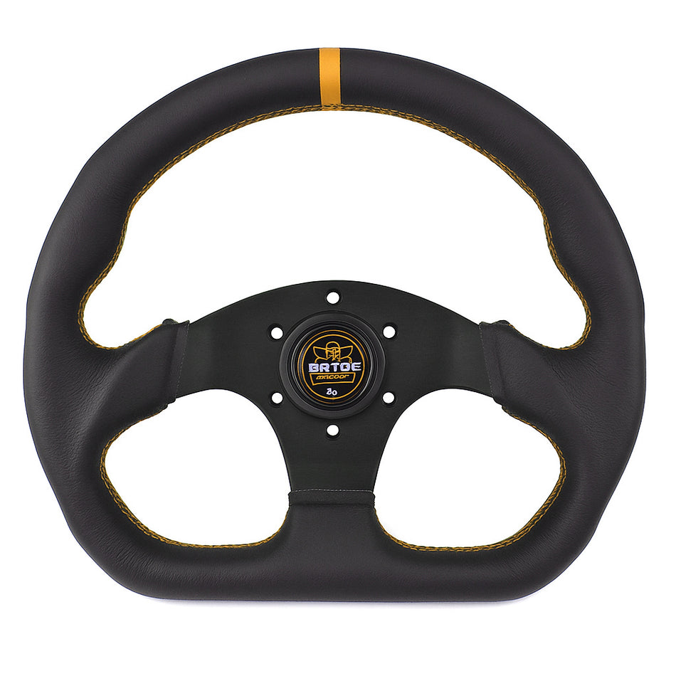 AxisRide Racing Steering Wheel – Black Leather with Stitching
