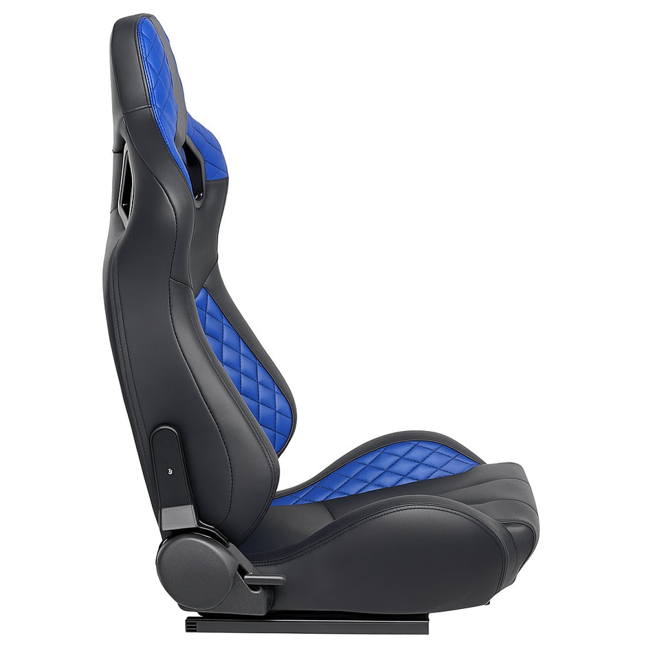 ExoRace Diamond Stitch Racing Seat – Black with Blue Accents
