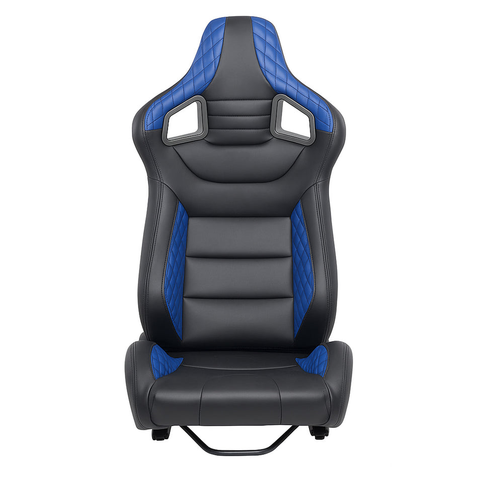 ExoRace Diamond Stitch Racing Seat – Black with Blue Accents