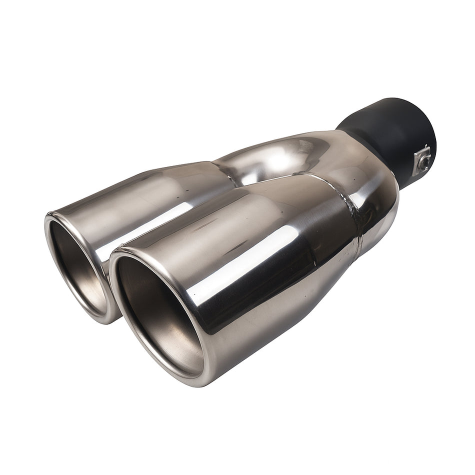PulsePipe Dual Outlet Exhaust Tip – 63mm Inlet, Polished Stainless Steel